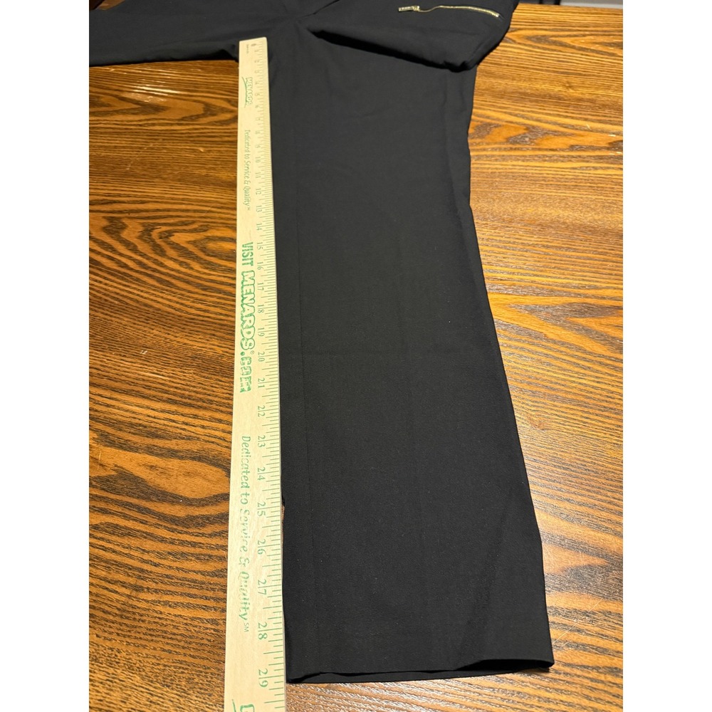 Tahari Black Straight-Leg Trousers with Gold Zipper Detail - Picture 8 of 16